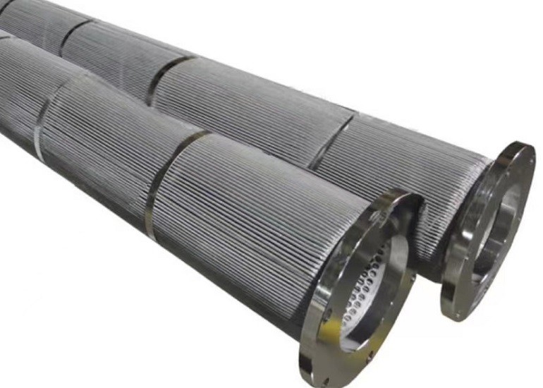 Fiber felt pleated filter cartridge for high temperature flue gas dust removal 